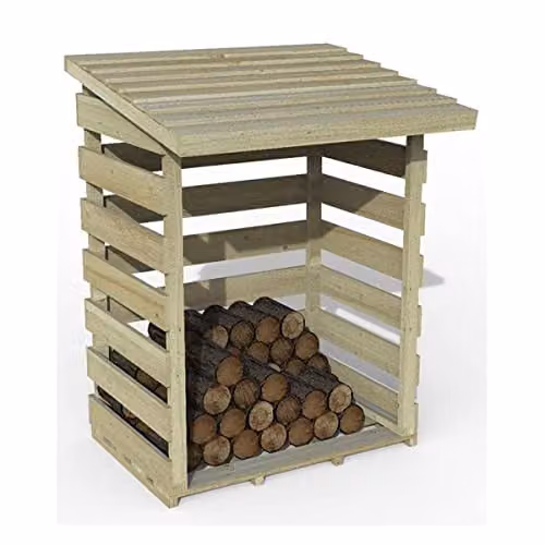 Forest Garden Compact Wooden Pent Log Store in Brown – 2