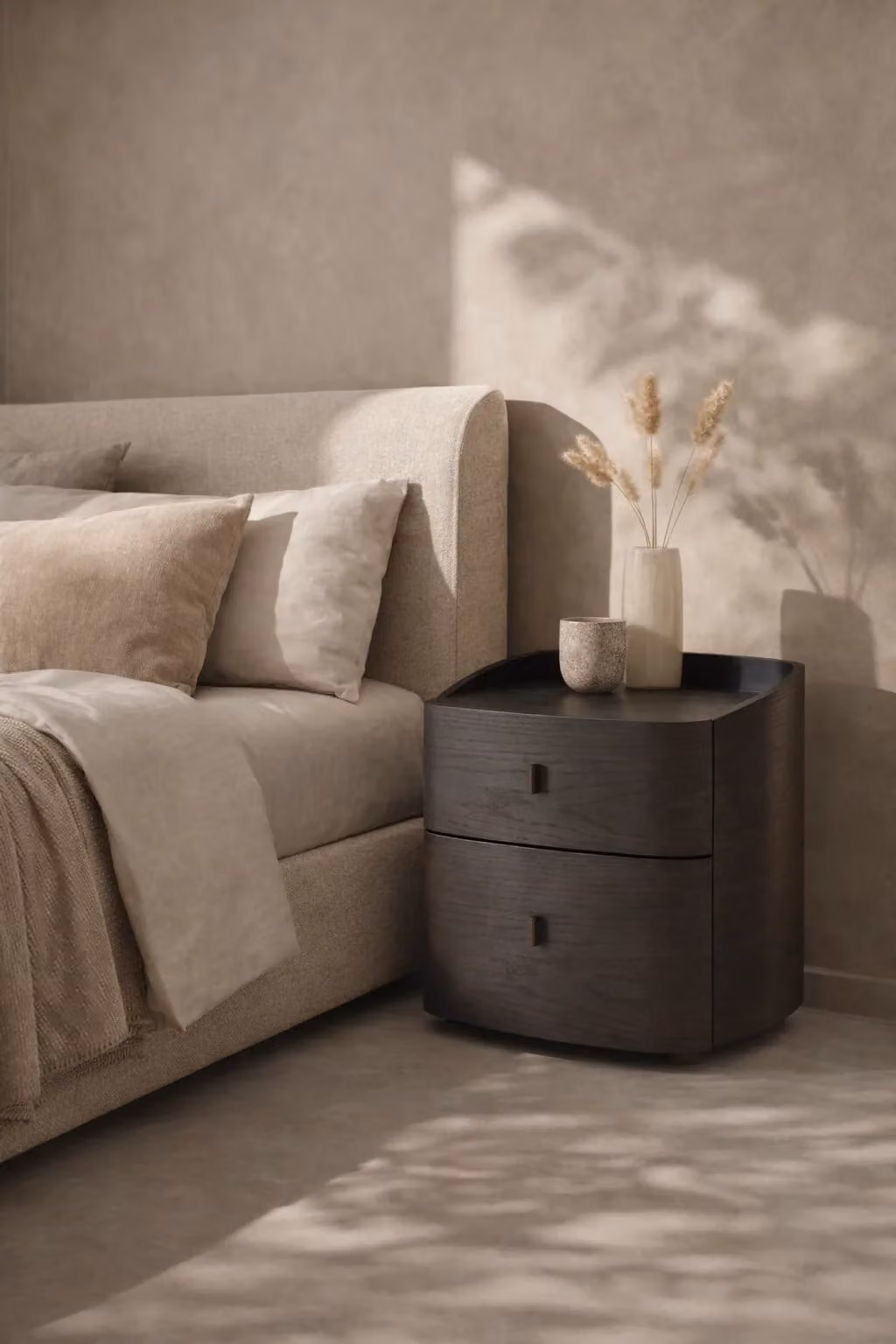 Tommy Franks Modern Oak Bedside Table in Brown and Black