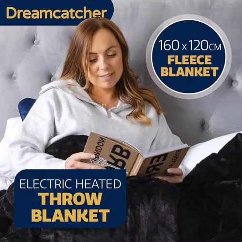 Dreamcatcher Sherpa Heated Throw Blanket in Black with 9 Heat Levels and 12-Hour Timer – 2