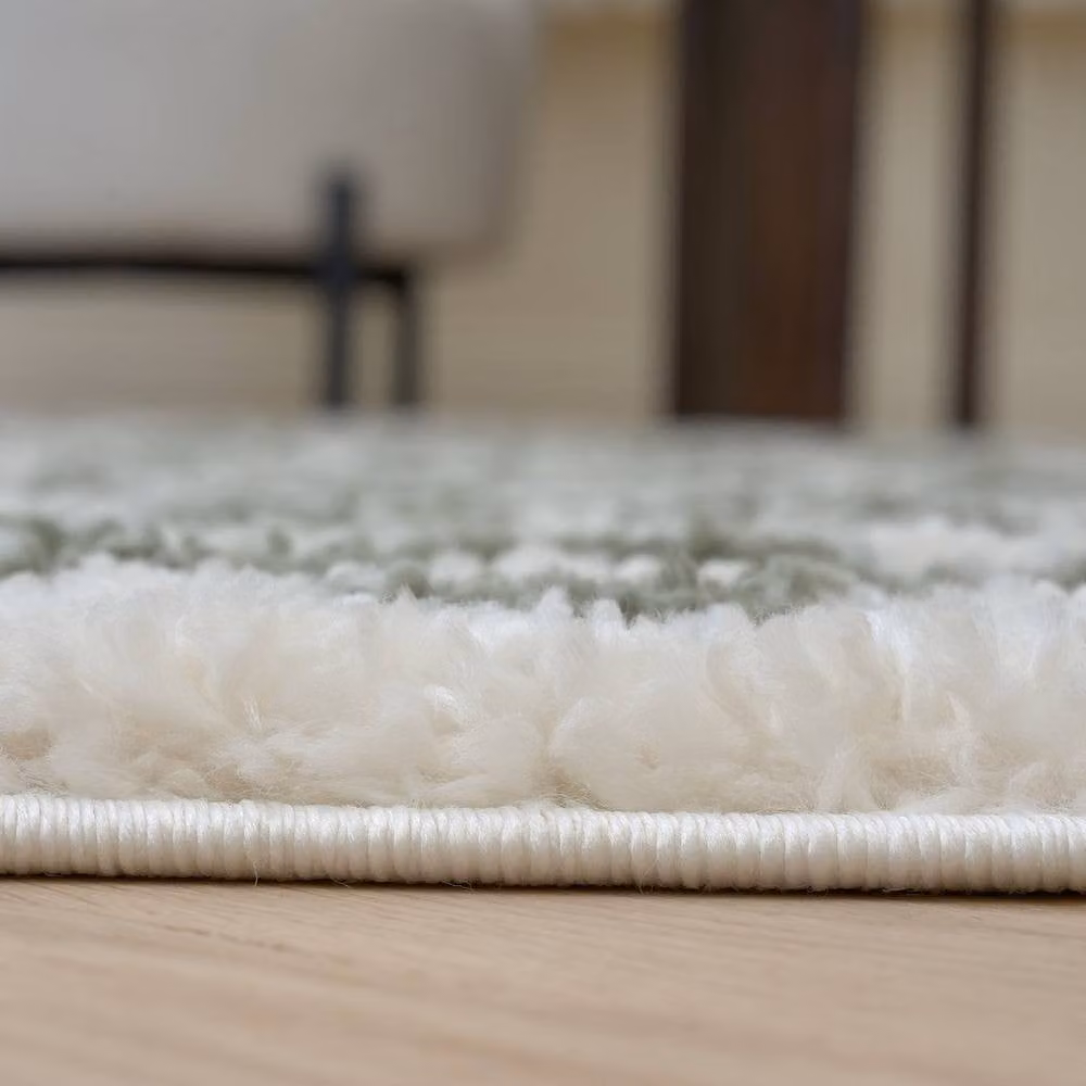 THE RUGS Moodi Green Chequered Shaggy High Pile Living Room Rug, W: 160 cm, D: 230 cm – 4