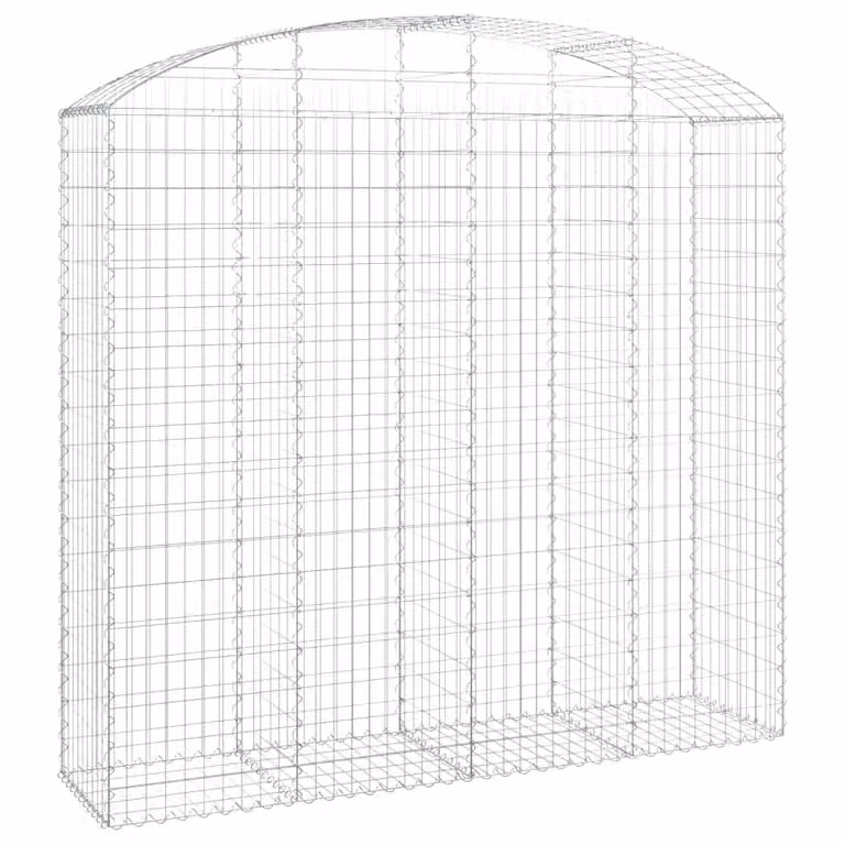 Berkfield Home Arched Gabion Basket in Silver Galvanised Steel, W: 200 cm, D: 50 cm, H: 180/200 cm