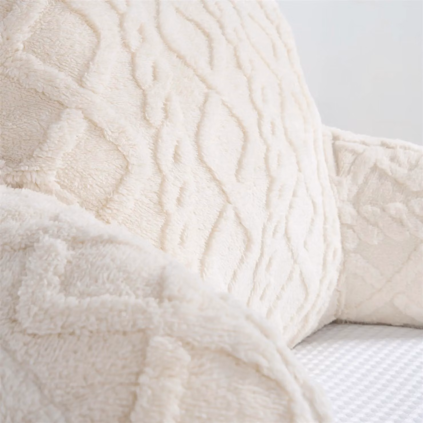 OHS Cable Knit Fleece Long Bolster Maternity Support Cushion in Beige – 2