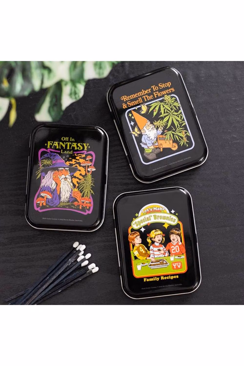 KDMD Smell the Flowers Gnome Stash Tin by Steven Rhodes, Black Discreet Storage Tin – 3