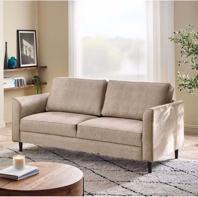 FurnitureboxUK Logan 3 Seater Fabric Sofa in Beige