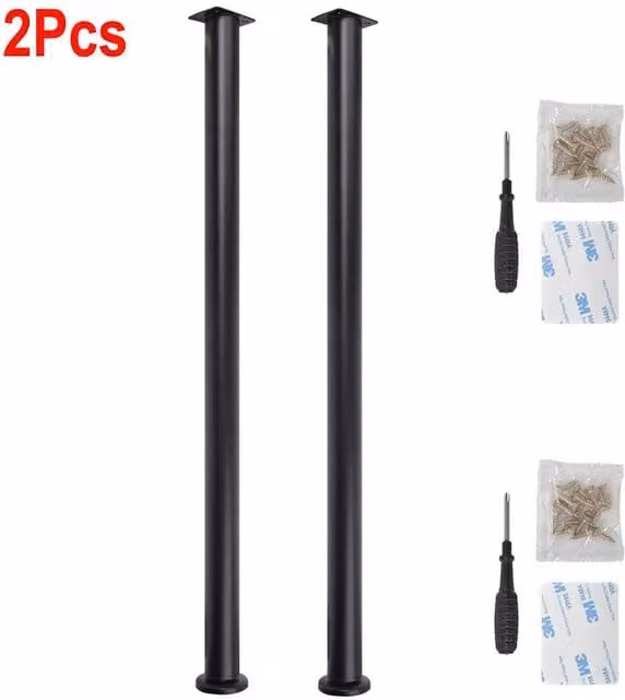 NESTLUNE 2-Piece Adjustable Black Kitchen Worktop Desk and Breakfast Bar Table Legs