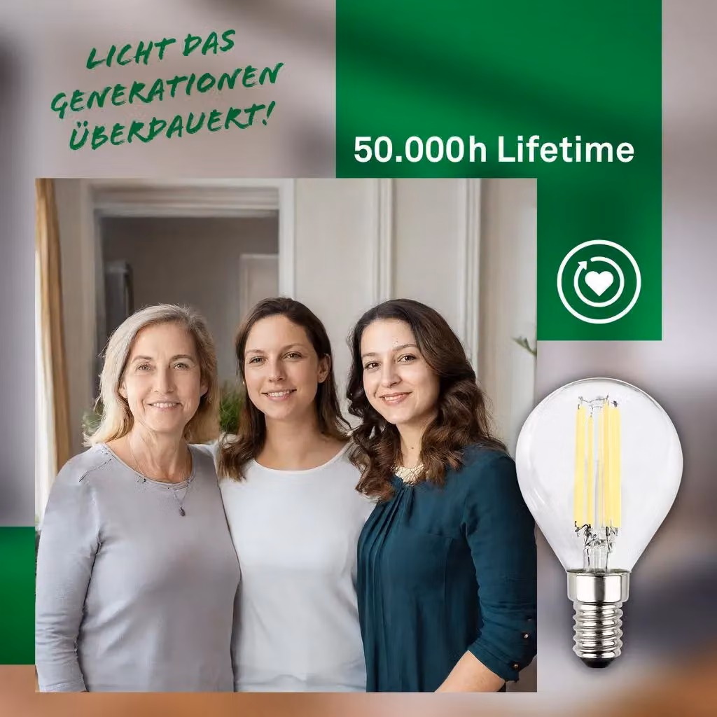 Briloner Set of 2 E14 Drop Filament LED Bulbs, Warm White, 2.5W, Transparent – 5