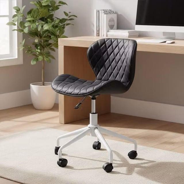 Interiors by Premier Modern Ergonomic Swivel Home Office Chair in Black and White Faux Leather – 2