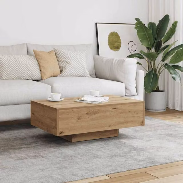 Berkfield Home Modern Artisan Oak Coffee Table in Brown, W: 85 cm, D: 55 cm, H: 31 cm – 1