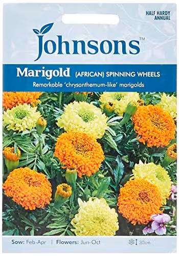 Johnsons Mixed Colour African Marigold Spinning Wheels Ornamental Flower Seeds