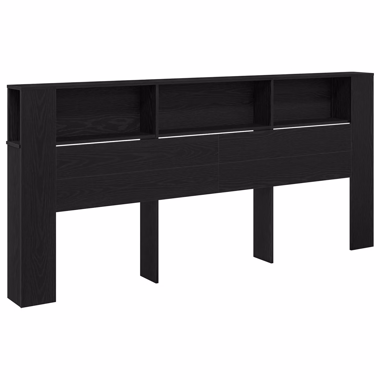 Berkfield Home Modern Black Oak Headboard Cabinet with Integrated Nightstands and Shelving, W: 104.5 cm, D: 18.5 cm, H: 220 cm – 3