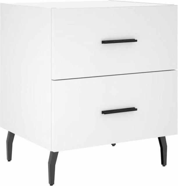 Berkfield Home Modern White Bedside Cabinet W/D/H: 40 x 35 x 47.5 cm
