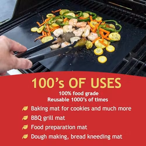 SPARES2GO Non Stick Universal Teflon Oven Liners, Black, W 50 cm x D 40 cm (Pack of 2) – 6