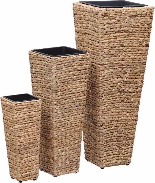 Berkfield Home Garden 3 Piece Set of Brown Water Hyacinth Raised Planter Beds