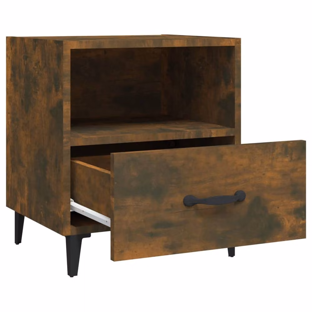 Berkfield Home Set of 2 Smoked Oak Bedside Cabinets in Brown – 4