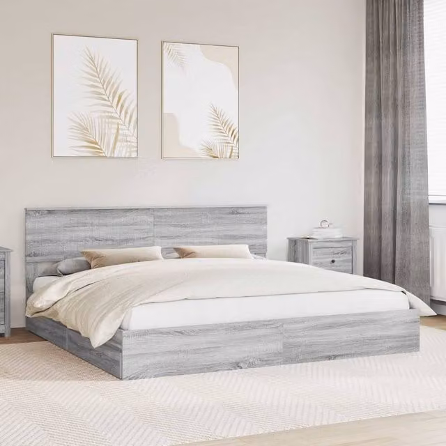 Berkfield Home Grey Sonoma Modern Storage Bed with Drawers, W/D/H: 200 x 200 cm, Engineered Wood