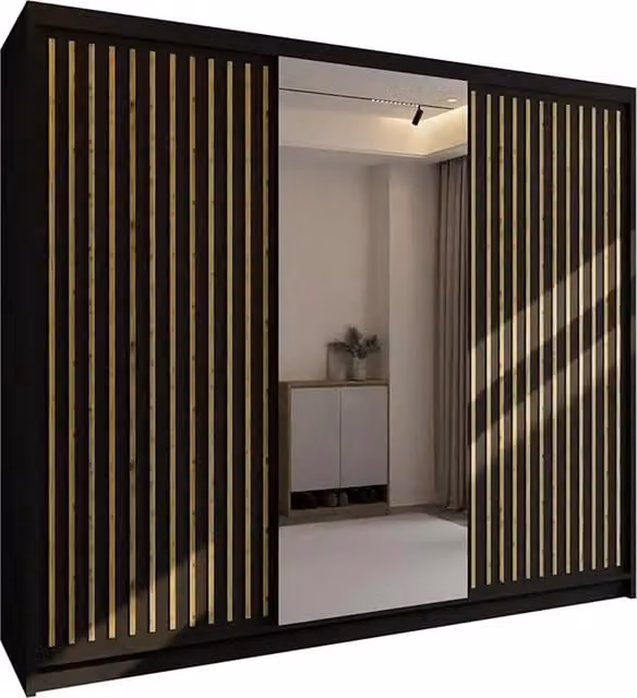Sliding Wardrobes 4 u Modern Black Freestanding Sliding Door Wardrobes, Width: 250 cm