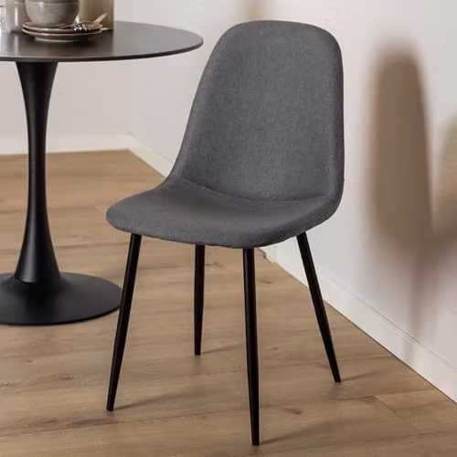 Furniture To Go Malta Black Ceramic Round Dining Table and 4 Light Grey Celia Dining Chairs, W: 90 cm, D: 75 cm, H: 75 cm – 4