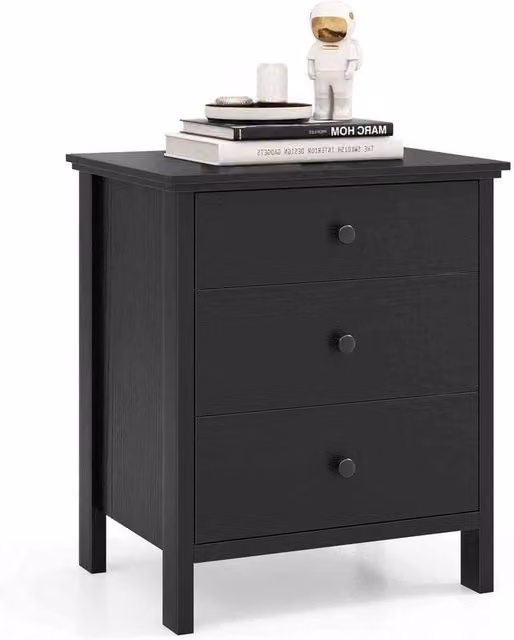 VOGREX Black 3-Tier Wooden Side Cabinet Coffee Telephone Table – 1