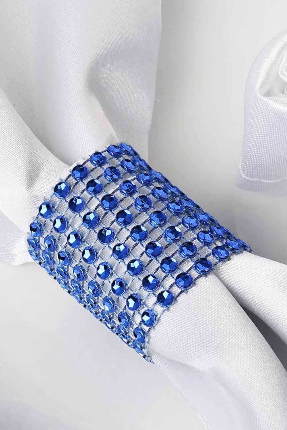 Neel Blue Set of 10 Stripe Buckle Napkin Ring Holders in Blue, W: 13 cm, D: 4 cm, H: 4 cm – 2