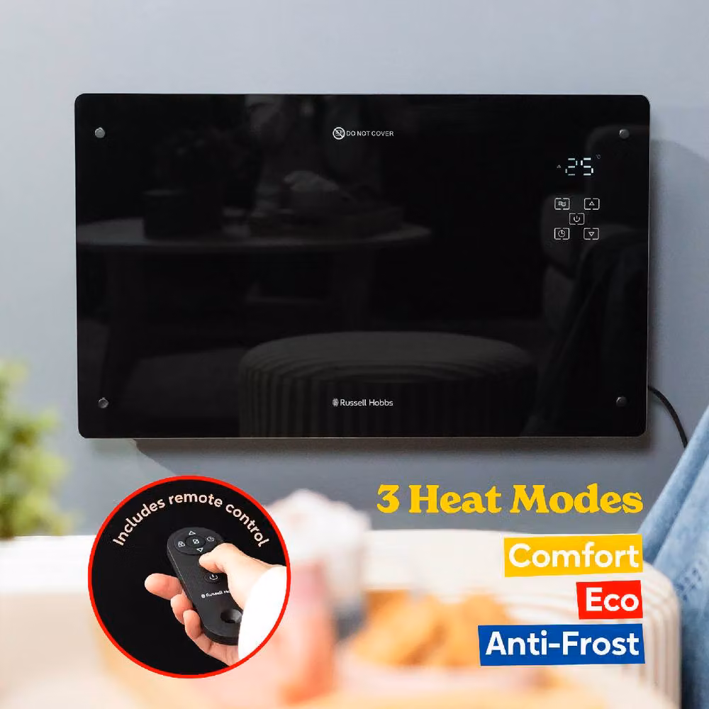 Russell Hobbs RHPANH2006 Glass Panel Electric Convector Heater, 2000W, Black, Wi-Fi Enabled with App Control – 5