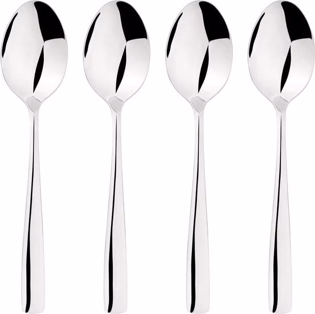 Glim & Glam 4-Piece Polished 18/8 Stainless Steel Spoon Set in Silver
