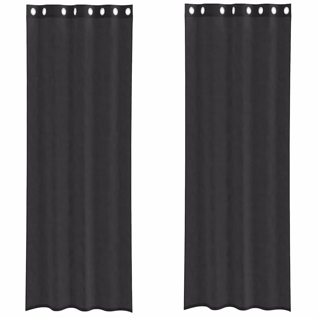 Berkfield Home Black Transparent Voile Fabric Panel Curtains with Eyelets, 2 Pack, W: 140 cm, H: 300 cm – 2