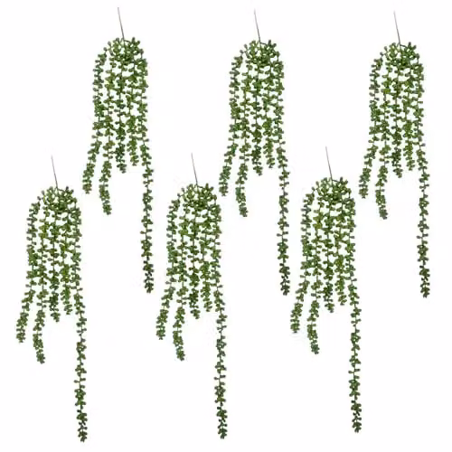 Leaf UK Pack of 6 Green Artificial String of Hanging Pearls Plants, Length: 70 cm – 1