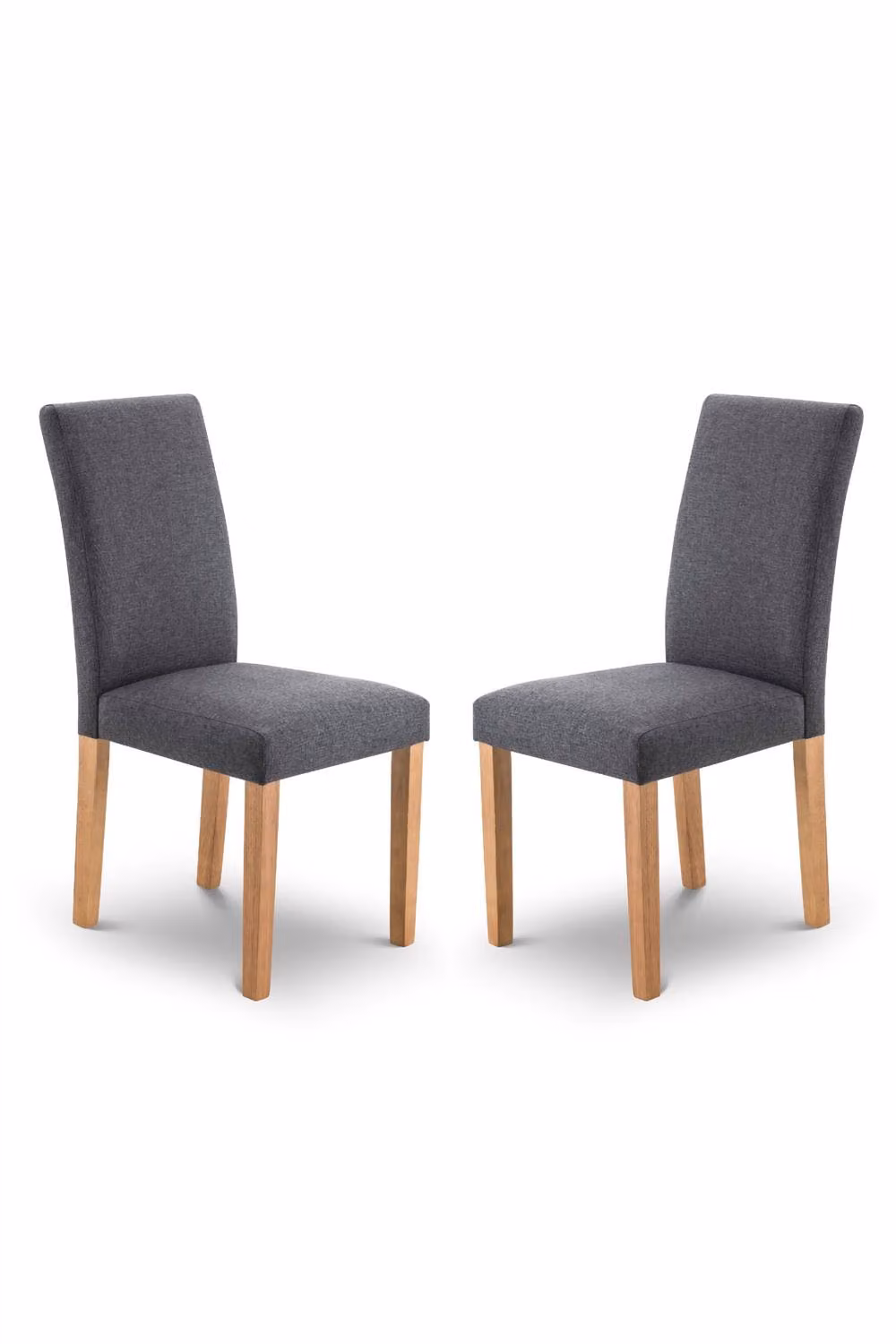 Julian Bowen Hastings Set of 2 Modern Fabric Dining Chairs in Grey with Oak Wood, H 89 x W 43 x D 51 cm – 3