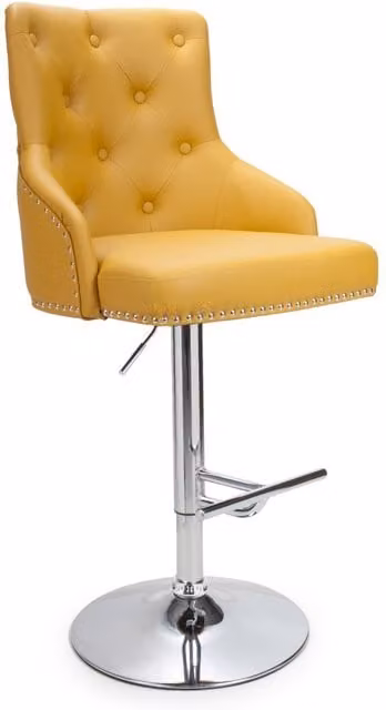 Shankar Yellow Synthetic Leather and Metal Bar Stool