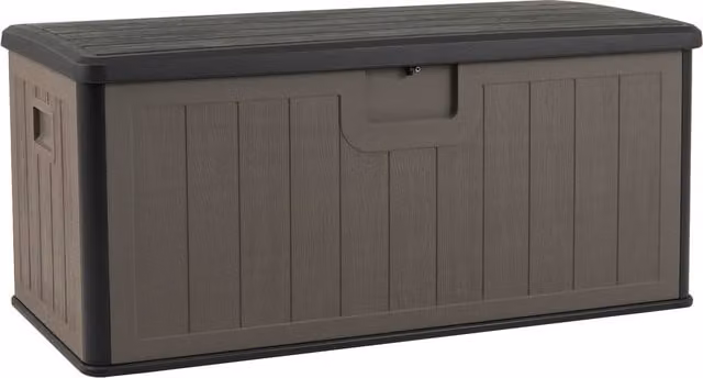 Costway 380L Large Resin Deck Box Storage Bench in Brown and Black