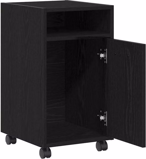Berkfield Home Side Cabinet on Wheels in Black Oak, W/D/H: 33 x 38 x 60 cm