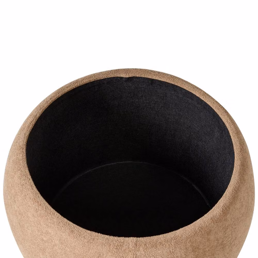 Wyld and Coco Teddy Pouffe in Light Brown Bouclé with Hidden Storage – 4