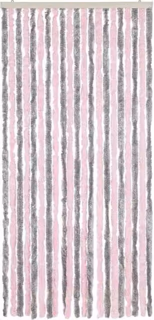 Berkfield Home Soft Fly Curtain in Silver Grey and Pink Chenille, W/H: 90 x 220 cm – 1
