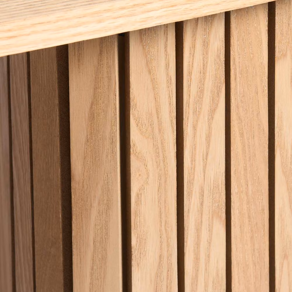 OHS Madison Ribbed Engineered Wood Console Table in Light Brown – 4