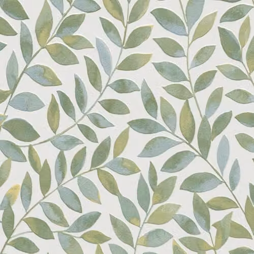Erismann Ameroso Leaf Blown Vinyl Wallpaper in Green, Botanical Floral Design for Kitchens, Living Rooms and Hallways, Opus 10462-07