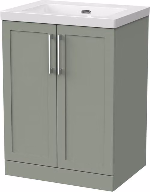 Balterley Stonnall 2 Door Freestanding Vanity Unit and 0TH Fireclay Basin in Reed Green, Width: 60 cm