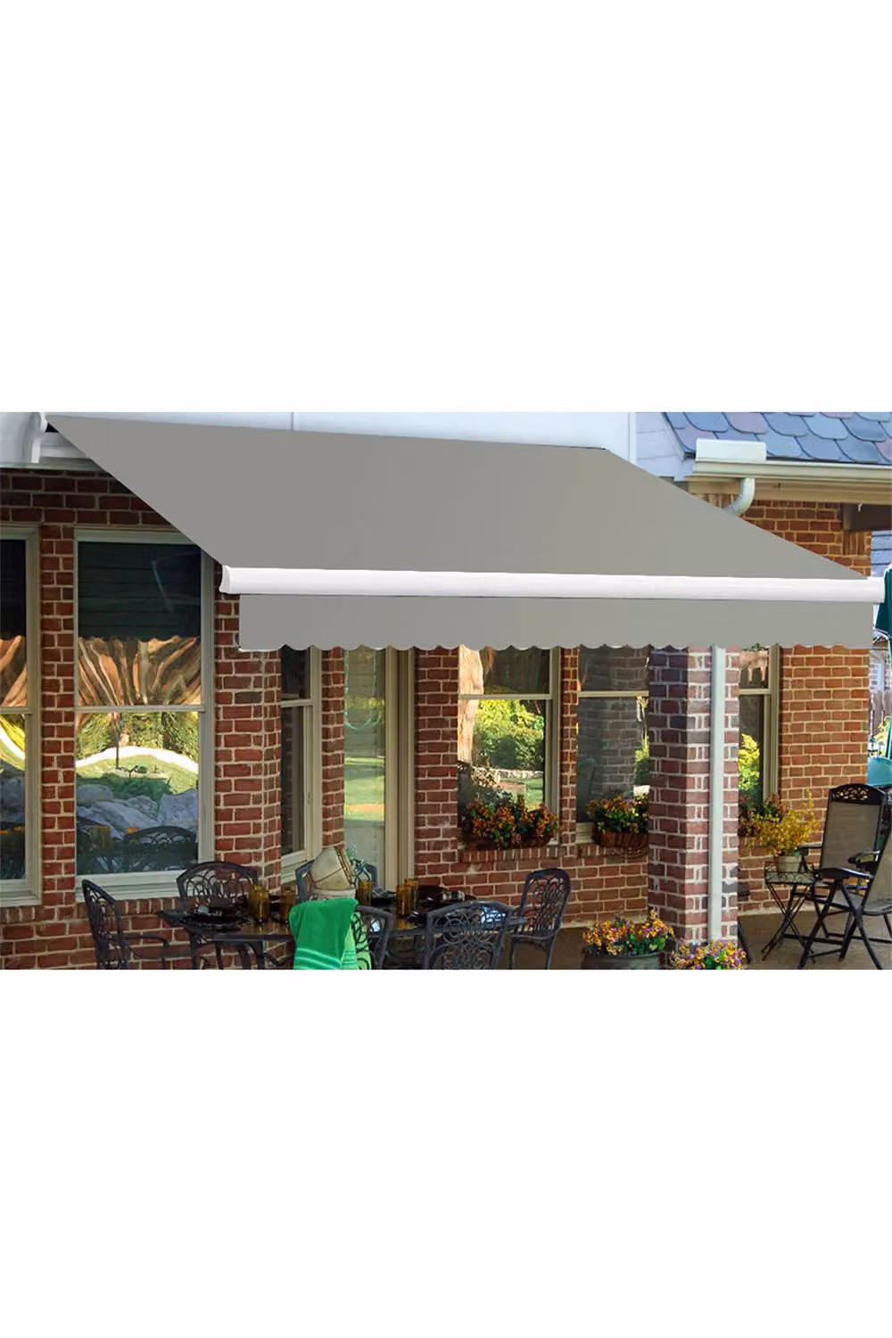 Living and Home Grey Window and Door Awning Canopy with Aluminium Brackets and Polyester Fabric – 2