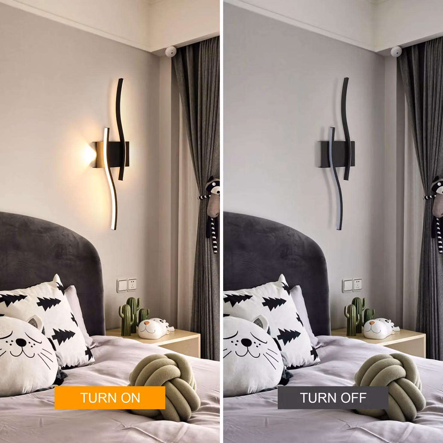 Pheashine Black Modern LED Wall Sconce with 20W Warm White Light, Height: 59 cm – 3