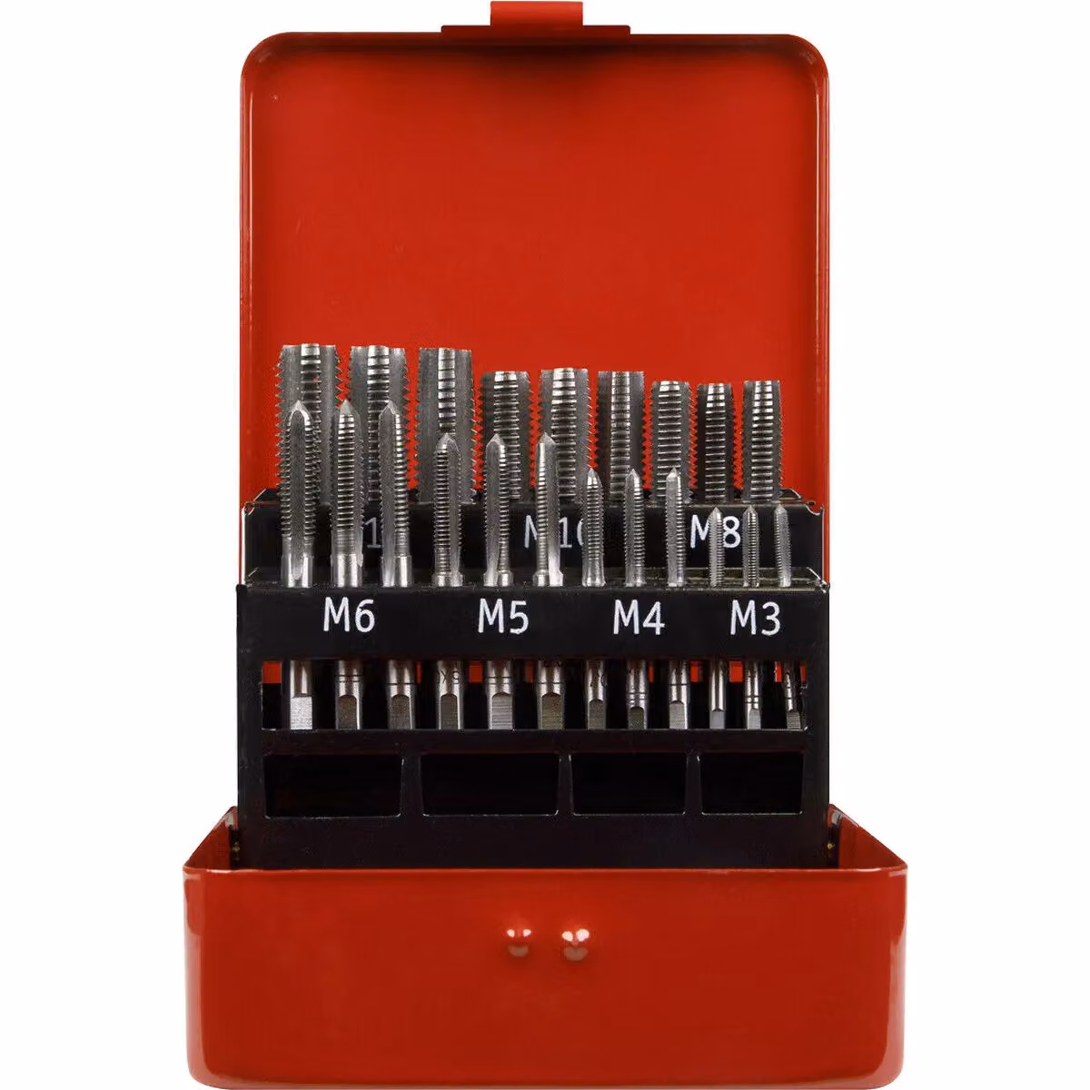 Loops 21pc Metric Tap Set M3 to M12 Alloy Steel Manual Socket Threading and Tapping Bit Tool Kit in Red and Multicolour – 3