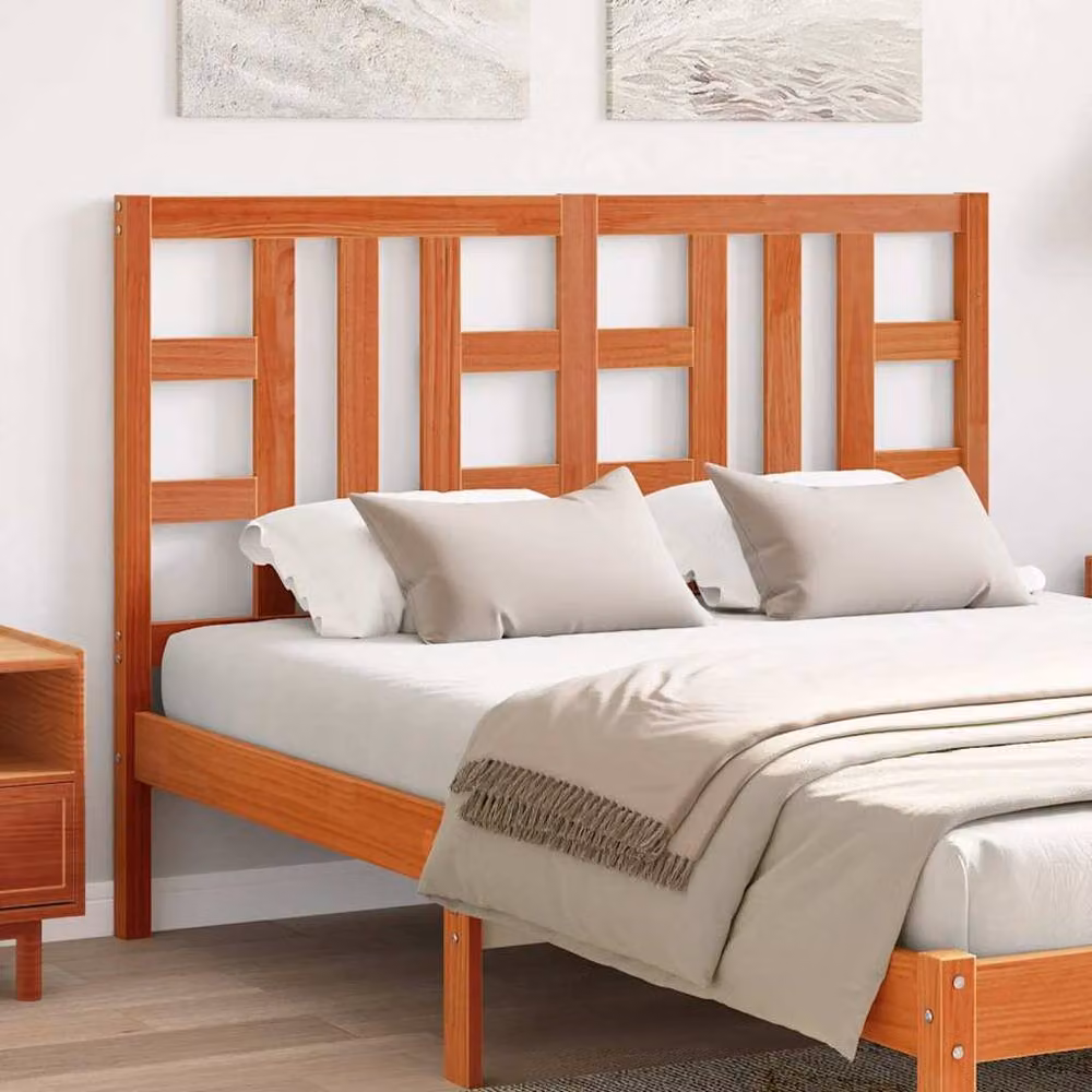 Berkfield Home Rustic Solid Wood Pine Headboard in Wax Brown, Width: 135 cm – 2