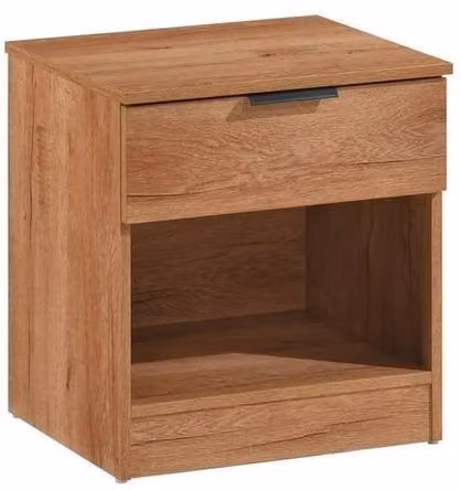 FORGEVIO Chestnut Bedside Table with One Drawer and Open Shelf in Brown – 1