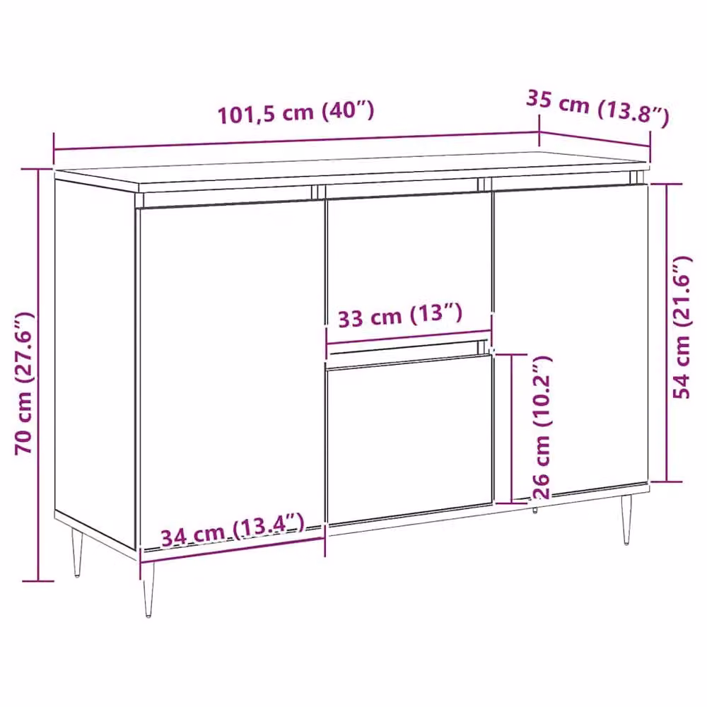 Berkfield Home Grey Sonoma Sideboard W/D/H: 104 x 35 x 70 cm – 4