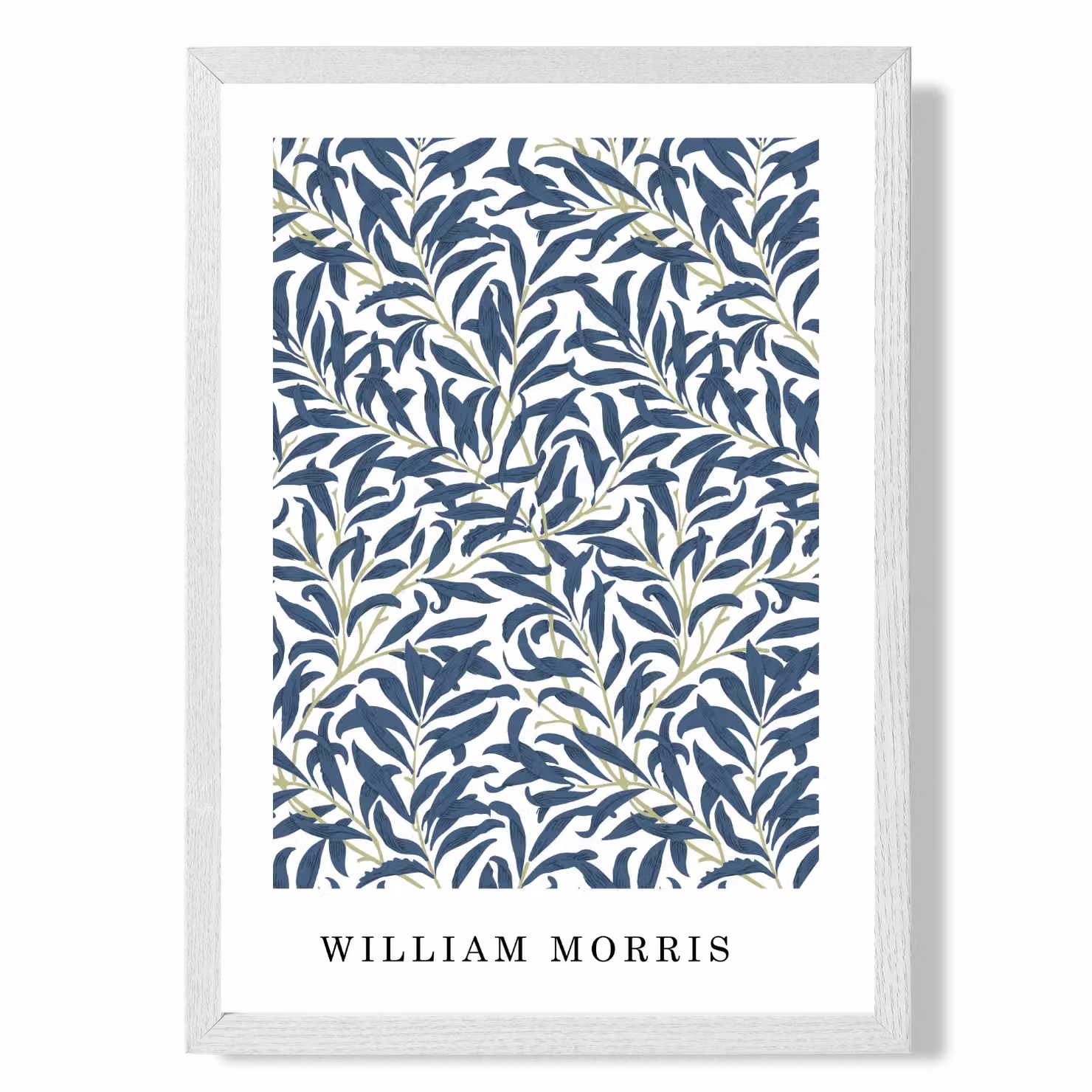 ARTZE Vintage William Morris Navy Willow Floral Art Print with White Frame, A3 – 2