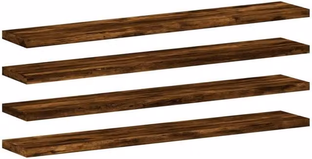 Berkfield Home Wall Shelves, 4 Piece Set in Smoked Oak Brown, W: 60 cm, D: 10 cm, H: 1.5 cm – 1