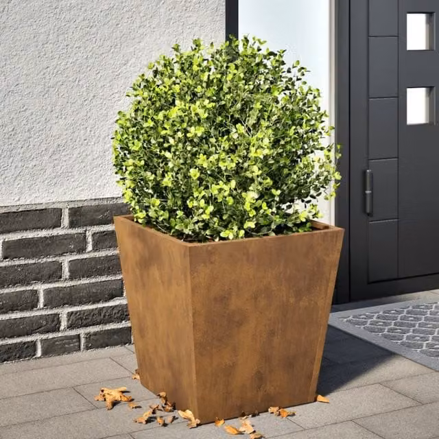 Berkfield Home Corten Steel Garden Planter Tub in Brown, W/D/H: 40 x 40 x 40 cm – 1