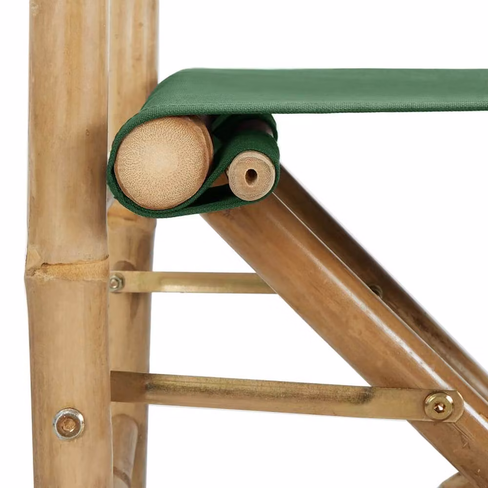 Berkfield Home Set of 2 Sturdy Folding Director's Chairs in Green Bamboo and Fabric, H 88 x W 60 x D 45 cm – 4