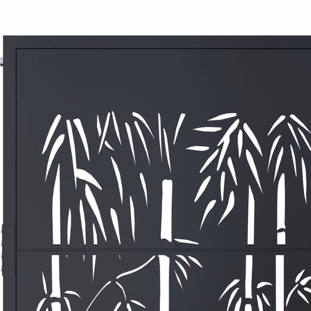 Berkfield Anthracite Steel Garden Gate with Bamboo Design, W: 105 cm, H: 205 cm – 3