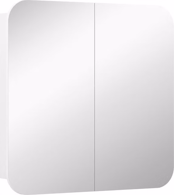 HOMCOM White Wall Mounted Arched Bathroom Mirror Cabinet with Glass Hinged Doors and Adjustable Internal Shelves