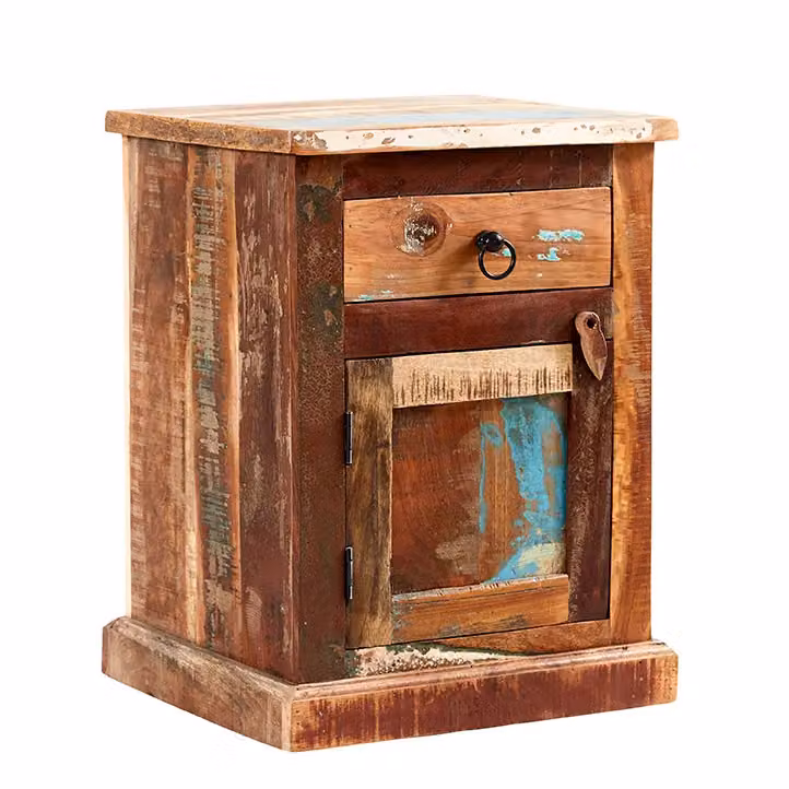 IH Design Ted Reclaimed Boat Bedside Table in Brown – 2