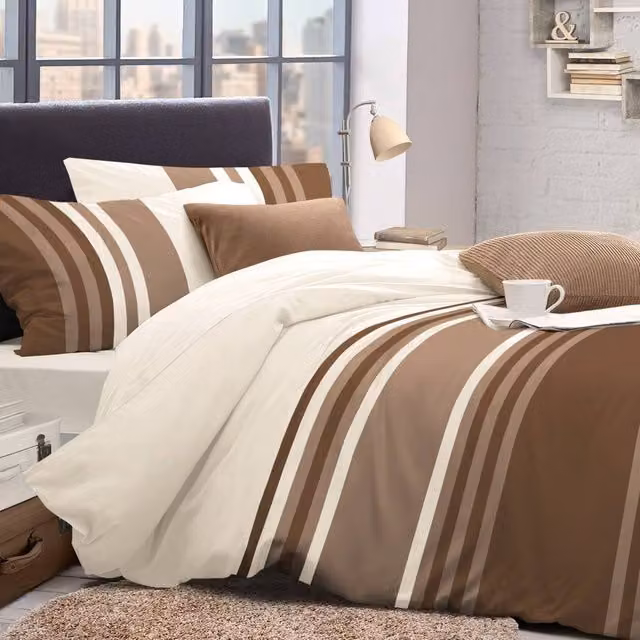 Velosso Tonal Stripe Duvet Cover and Pillowcase Set in Black, Single, W: 90 cm x L: 200 cm